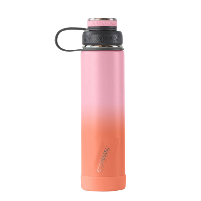 Ecovessel Boulder Insulated Stainless Steel Bottle 24 Oz - Ombre Coral Sand