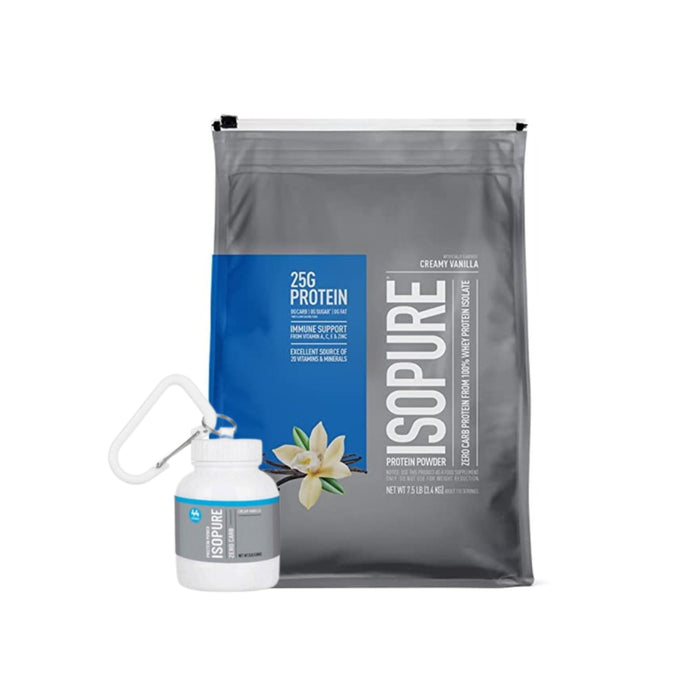 Combo Isopure® Protein Powder Vanilla 7.5 Lbs + Porta Proteína