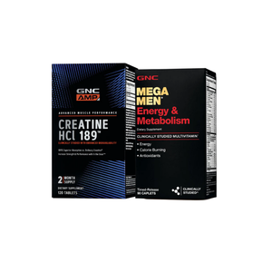 Combo GNC AMP Creatine HCL 189 + Mega Men Energia & Metabolismo