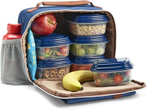 Fit +Fresh Foundry Horizontal Flap Lunch Bag Kit 6 Snack Containers