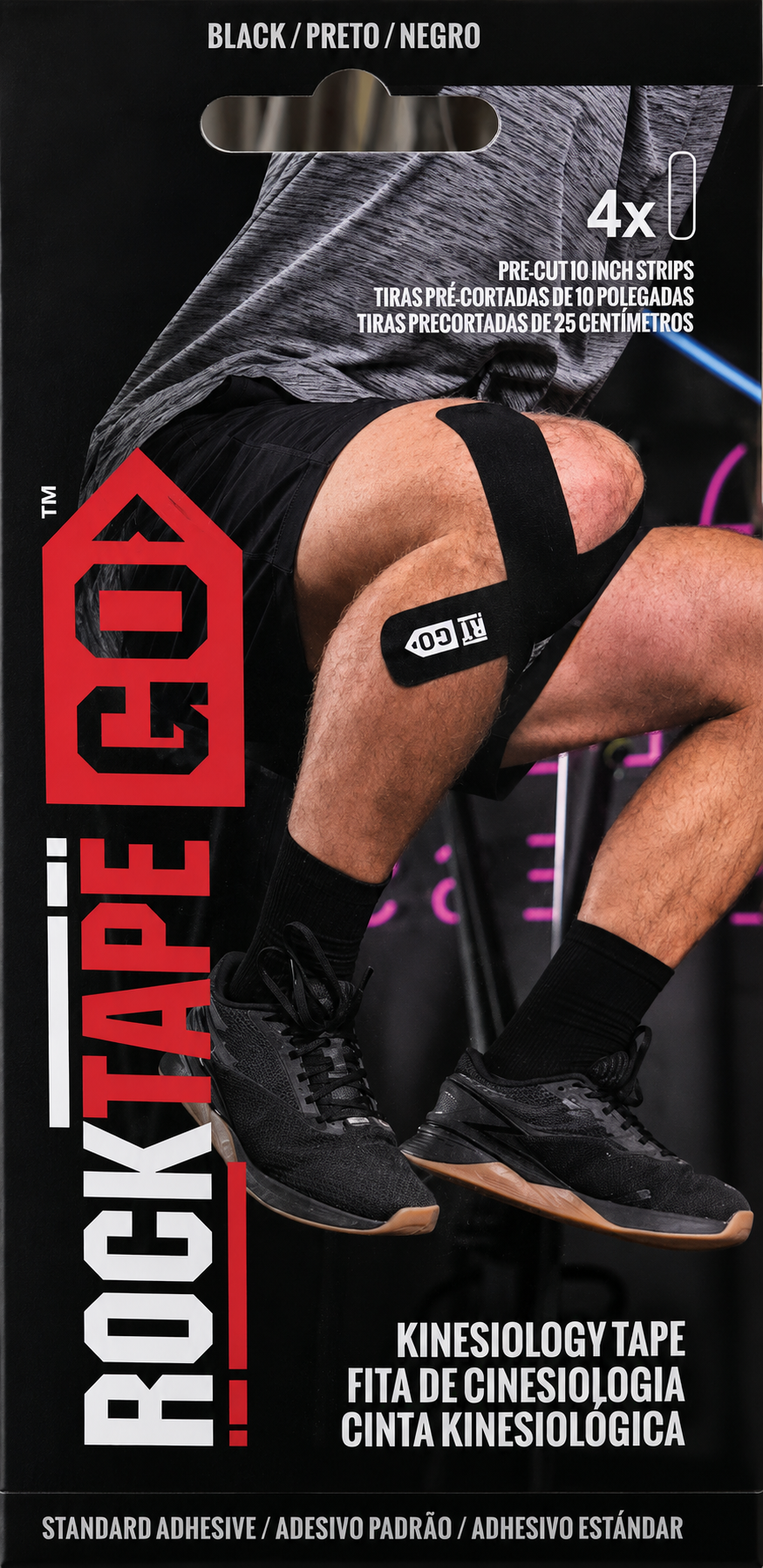 RockTape GO 4 Strip Pack Black 2 in x 10 in