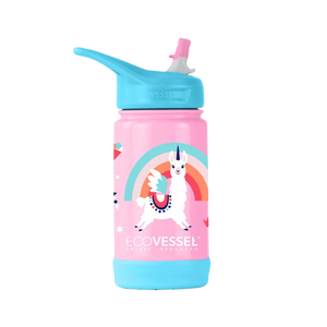 Ecovessel Frost Kids Insulated Water Bottle With Flip Straw 12 Oz - Llama